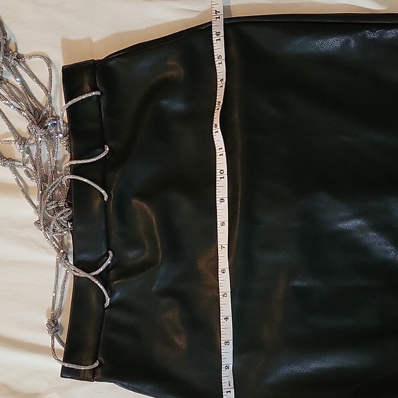 Akira Faux leather skirt long fishnet rimestone diamond on top size M - Picture 8 of 11